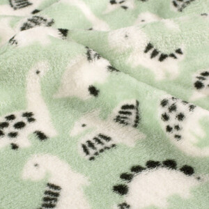 coral fleece printed dinos dark mint