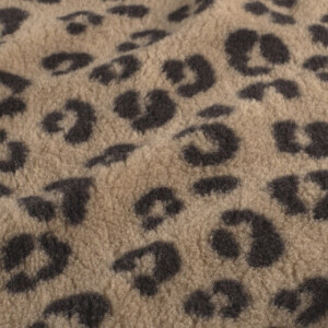 sherpa fleece printed leopard camel