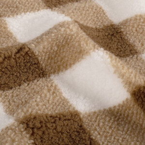 sherpa fleece printed checkered camel