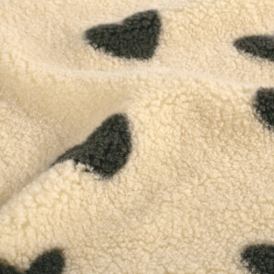 sherpa fleece printed hearts beige