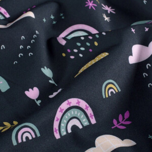 Softshell digital print rainbows navy