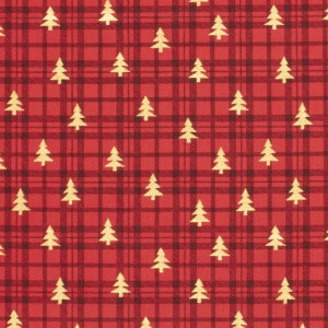 cotton christmas trees red/gold