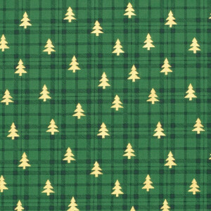 cotton christmas trees green/gold
