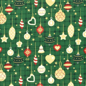 cotton christmas balls green/gold