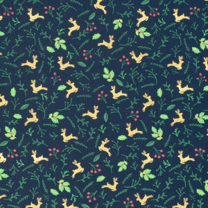 cotton christmas deer navy/gold