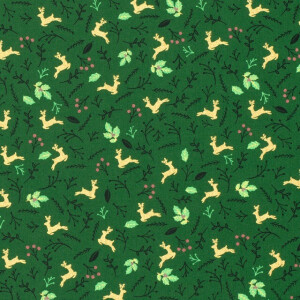 cotton christmas deer green/gold