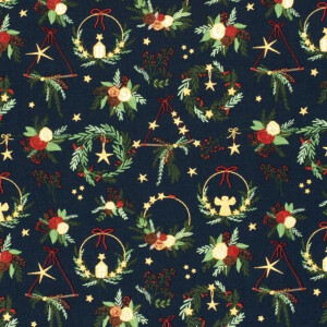 cotton christmas ornaments navy/gold