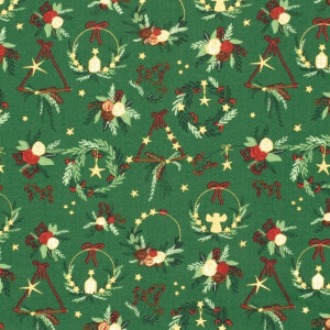cotton christmas ornaments green/gold