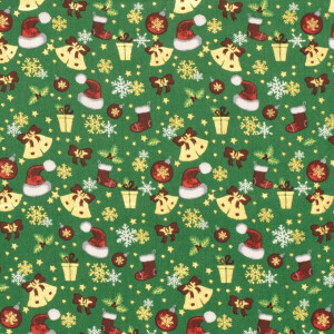 cotton christmas ornaments green/gold