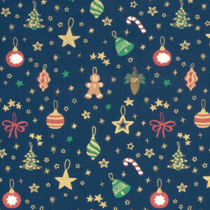 cotton christmas balls navy/gold