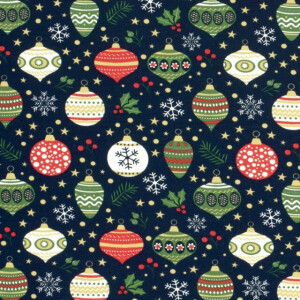 french terry christmas balls navy/gold