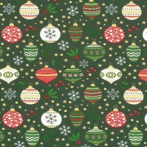 french terry christmas balls green/gold