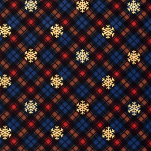 flannel foiled christmas checks navy/gold