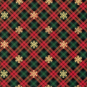 flannel foiled christmas checks red/gold