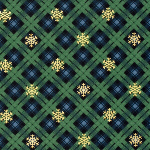 flannel foiled christmas checks green/gold