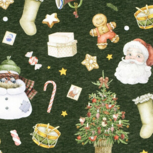 jogging fabric digital printed christmas ornaments dark green