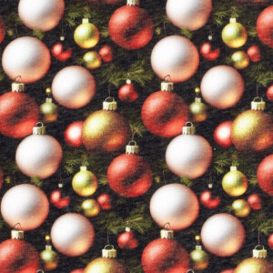 jogging fabric digital printed christmas balls dark green