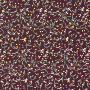 cotton christmas leaves wine-red