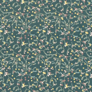 cotton christmas leaves petrol