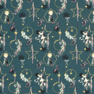 cotton christmas ornaments petrol/gold