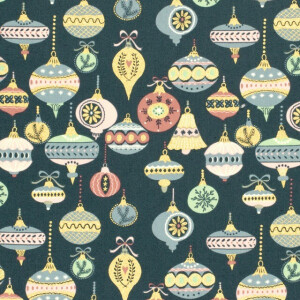 cotton christmas balls petrol/gold