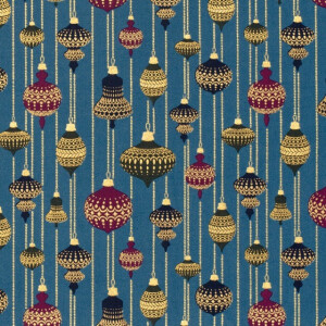 cotton christmas balls petrol/gold