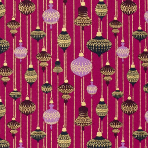 cotton christmas balls magenta/gold