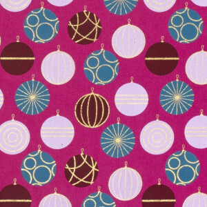 cotton christmas balls magenta/gold