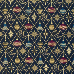 cotton christmas balls navy/gold
