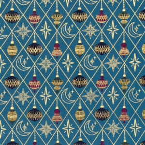 cotton christmas balls petrol/gold