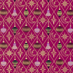 cotton christmas balls magenta/gold