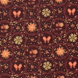 cotton christmas flowers wine-red/gold