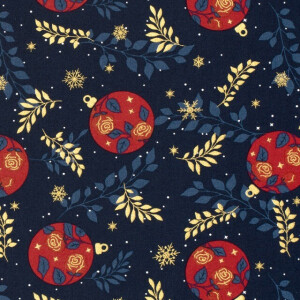 cotton christmas balls navy/gold