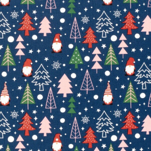 cotton christmas trees navy