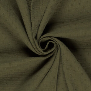 Cotton muslin dobby dots khaki green