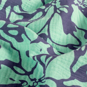 cotton muslin abstract turquoise