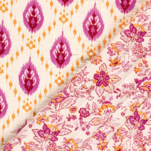 Quilted muslin abstract/flowers light pink