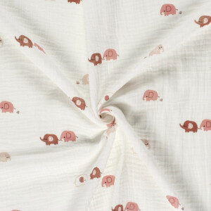 cotton muslin elephants offwhite