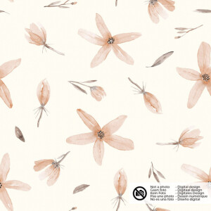 cotton muslin digital printed flowers offwhite