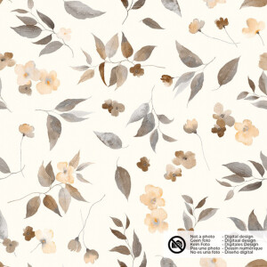 cotton muslin digital printed flowers offwhite