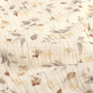 cotton muslin digital printed flowers offwhite