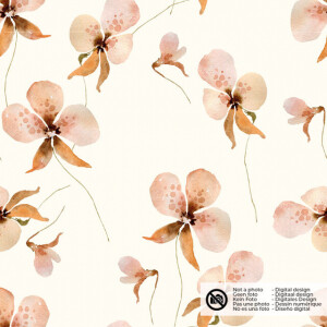 cotton muslin digital printed flowers offwhite