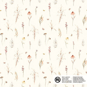 cotton muslin digital printed flowers offwhite