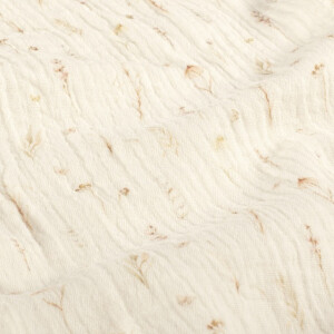 cotton muslin digital printed flowers offwhite