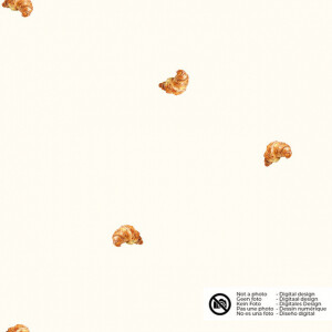 cotton muslin digital printed croissants offwhite