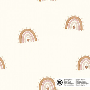 cotton muslin digital printed rainbows offwhite