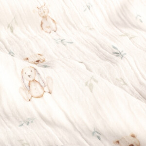 cotton muslin digital printed stuffed animals offwhite