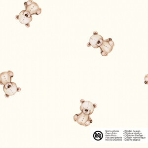 cotton muslin digital printed bears offwhite