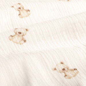 cotton muslin digital printed bears offwhite