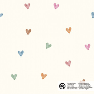 cotton muslin digital printed hearts offwhite